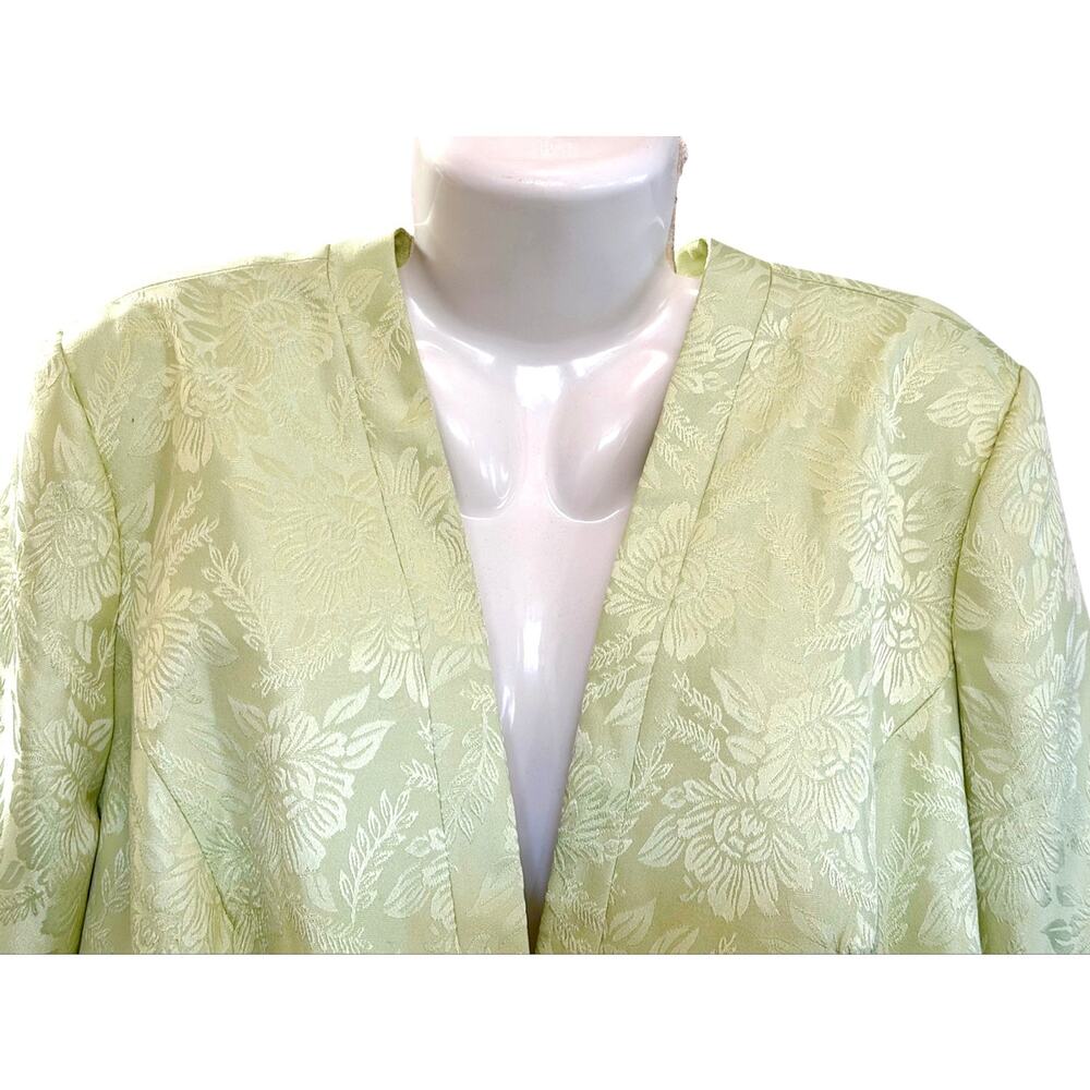 Danillo Women Lime Green Jacquard Single Button Closure VTG Blazer Lined SZ 20W - Picture 4 of 8